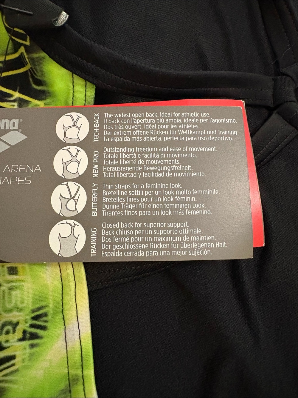 Arena Mabelle FL Spider Challenge Back Swimsuit Black Pistache Green Sz 32 - Picture 9 of 13